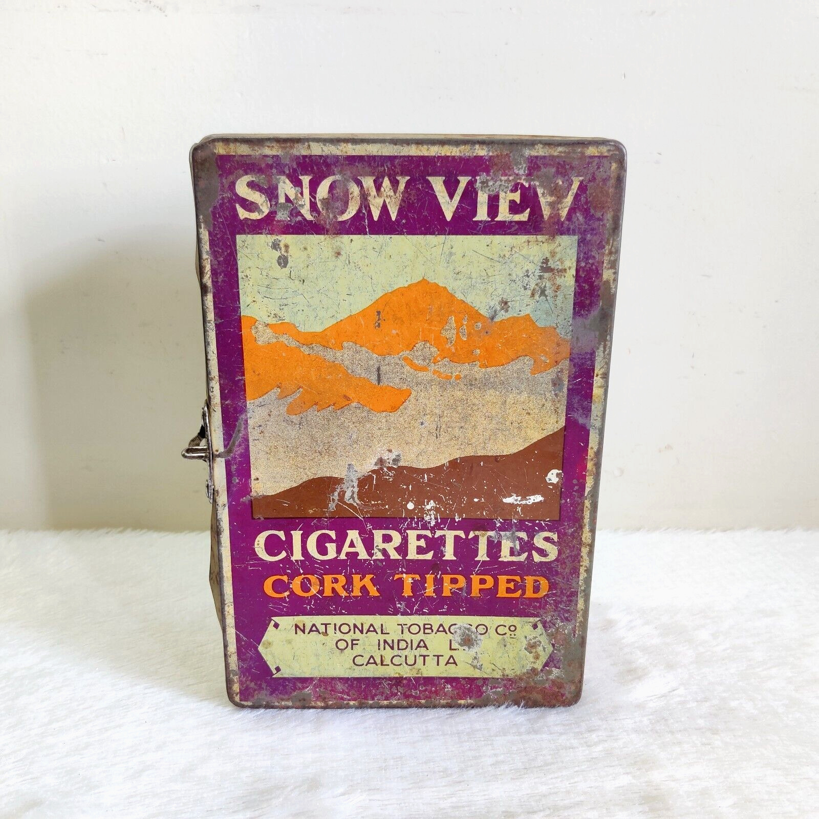 1930 Vintage National Tobacco Co Snow View Cigarette Advertising Litho Tin CG247