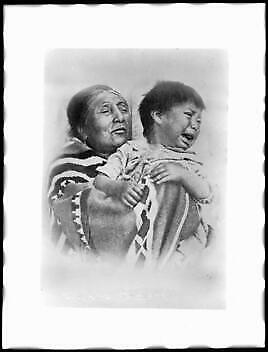 Washoe Indian Grandmother Holding Her Crying Grandson 1898 California Old Photo
