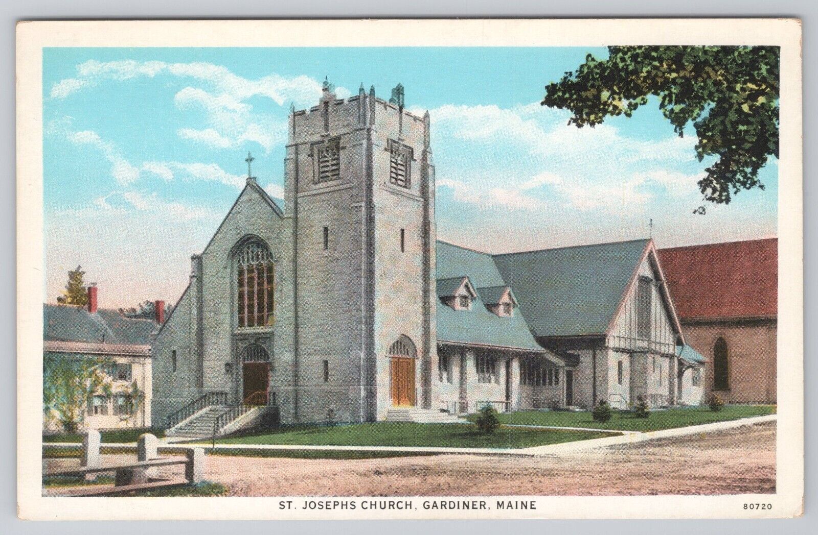 Postcard St. Josephs Church Gardiner Maine