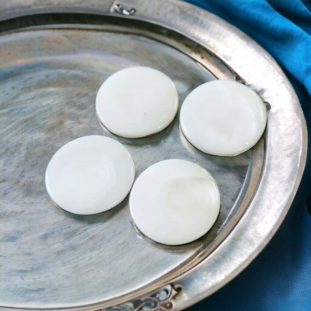 4 Antique Vintage Mother Of Pearl Shell Shank Shiny Buffed Buttons 3/4” Lot S41