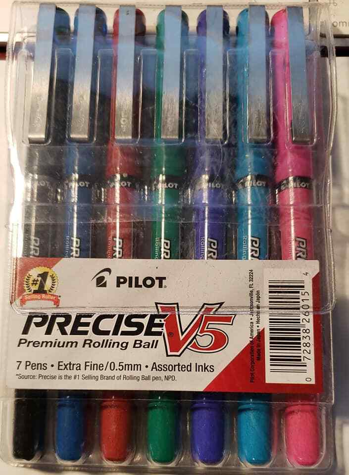 PILOT Precise V5 Stick Liquid Ink Rolling Ball Stick Pens, Extra Fine Point 7 Pk