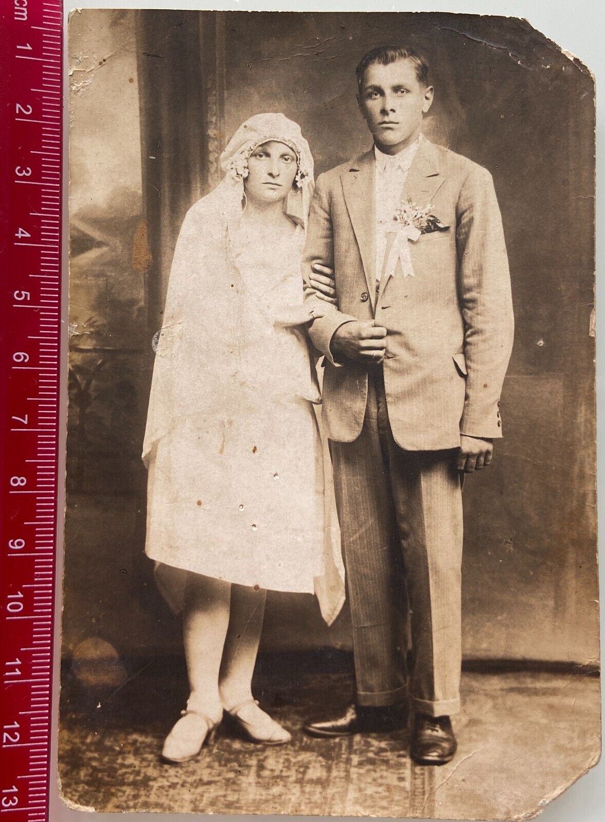 1910s Zamosc Wedding Antique Photo Polish Elegant Family Man Woman Poland