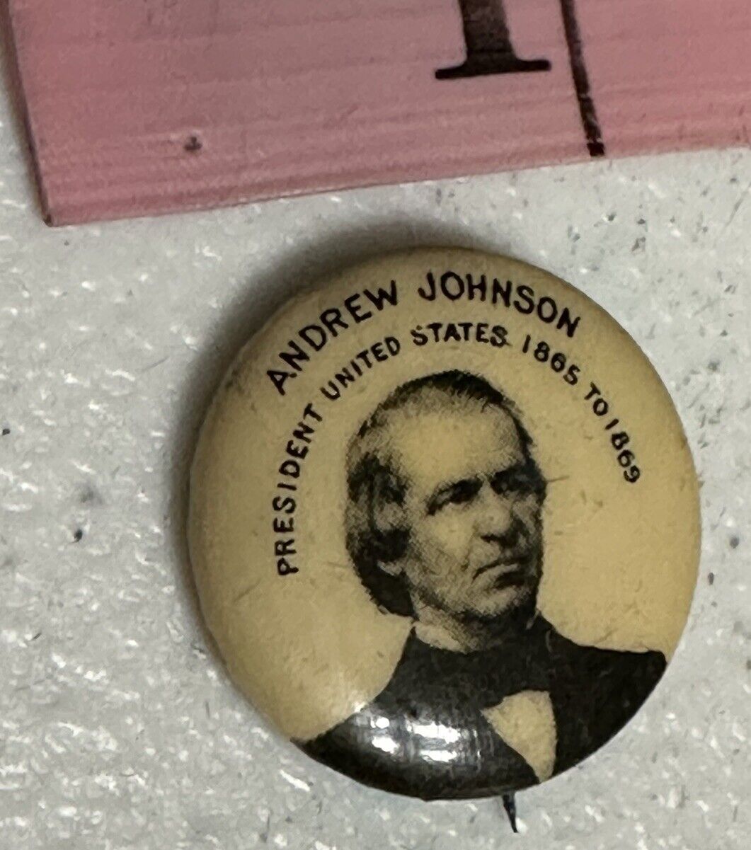 1890\'s Andrew Johnson President Set Whitehead & Hoag Pinback Button Antique Pin