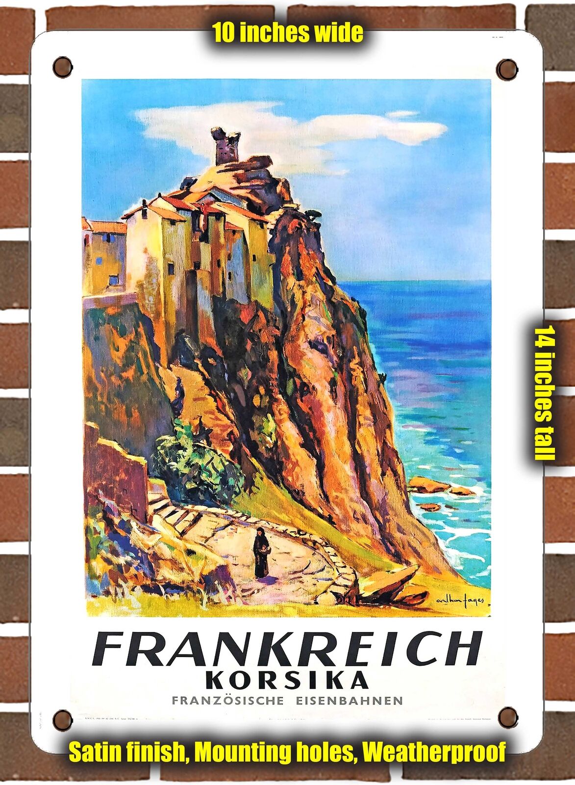 METAL SIGN - 1955 France Corsica, French Railways - 10x14 Inches