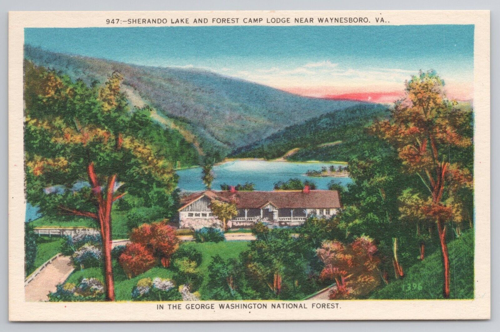 Sherando Lake Lodge Camp Waynesboro Virginia Washington National Forest Postcard