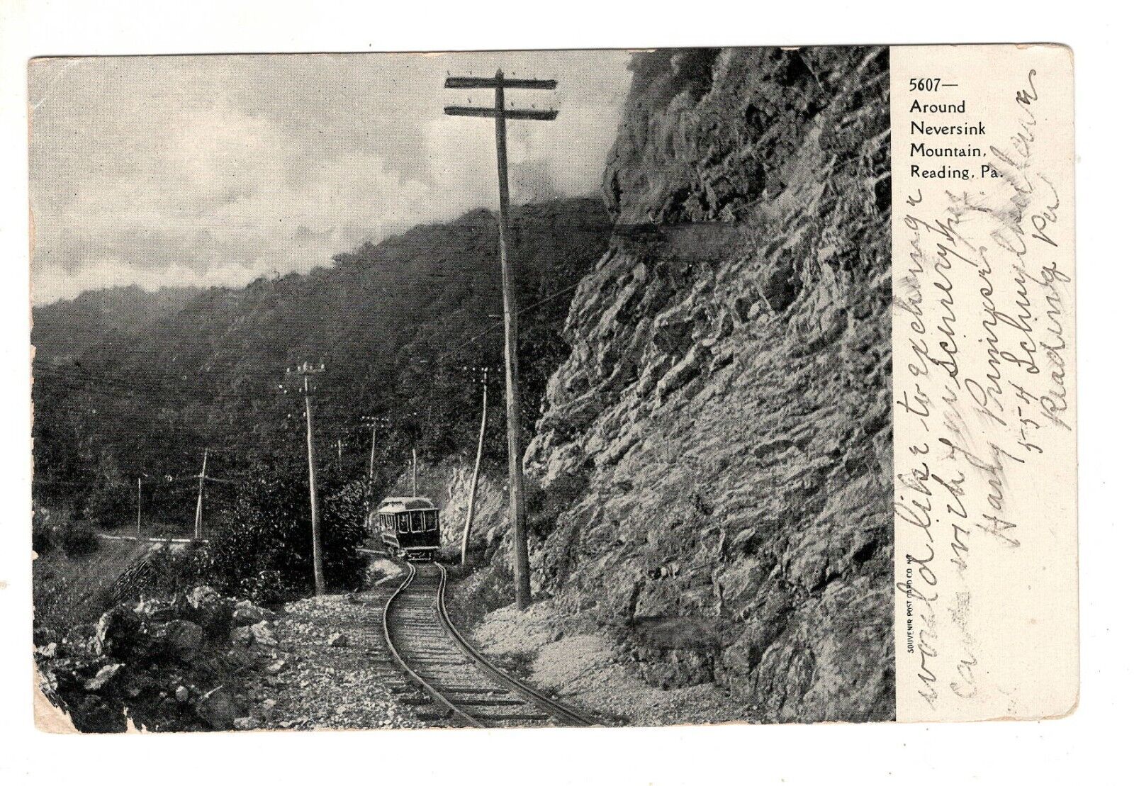 Postcard Trolley Around Neversink Mountain Reading Pennsylvania