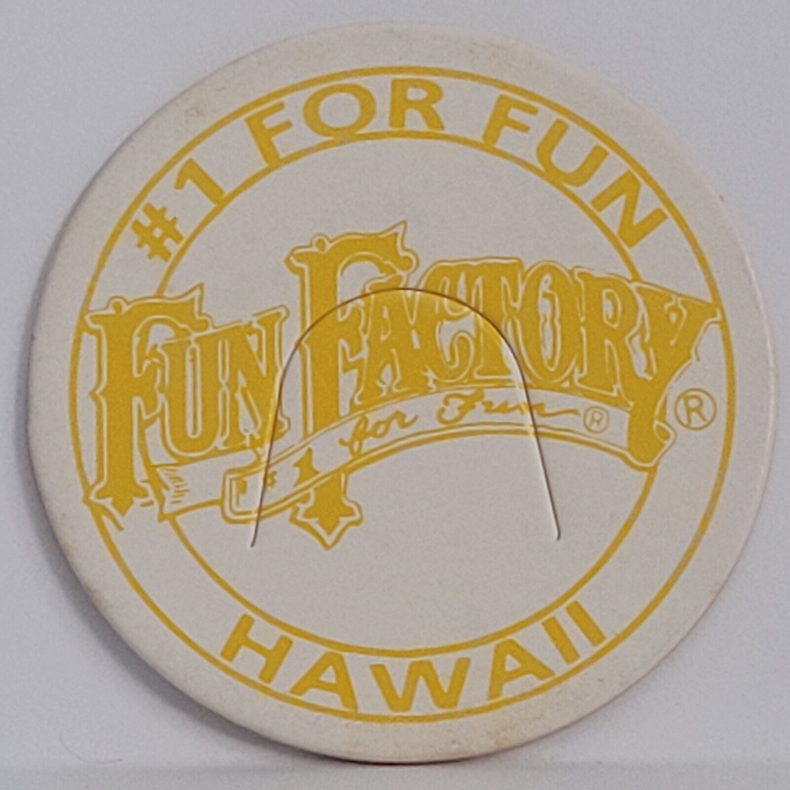 Vintage Pog * #1 For Fun * Fun Factory Hawaii * Yellow * Bin72