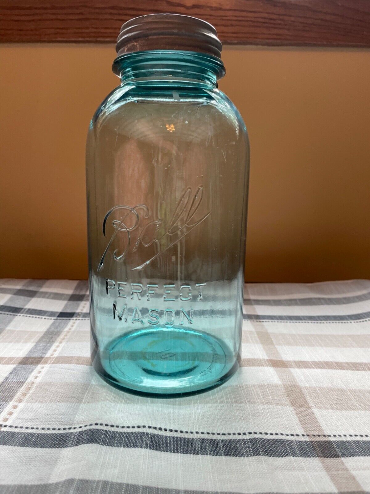 Vintage Aqua Ball Half Gallon Antique Canning Jar with Zinc Lid - #10