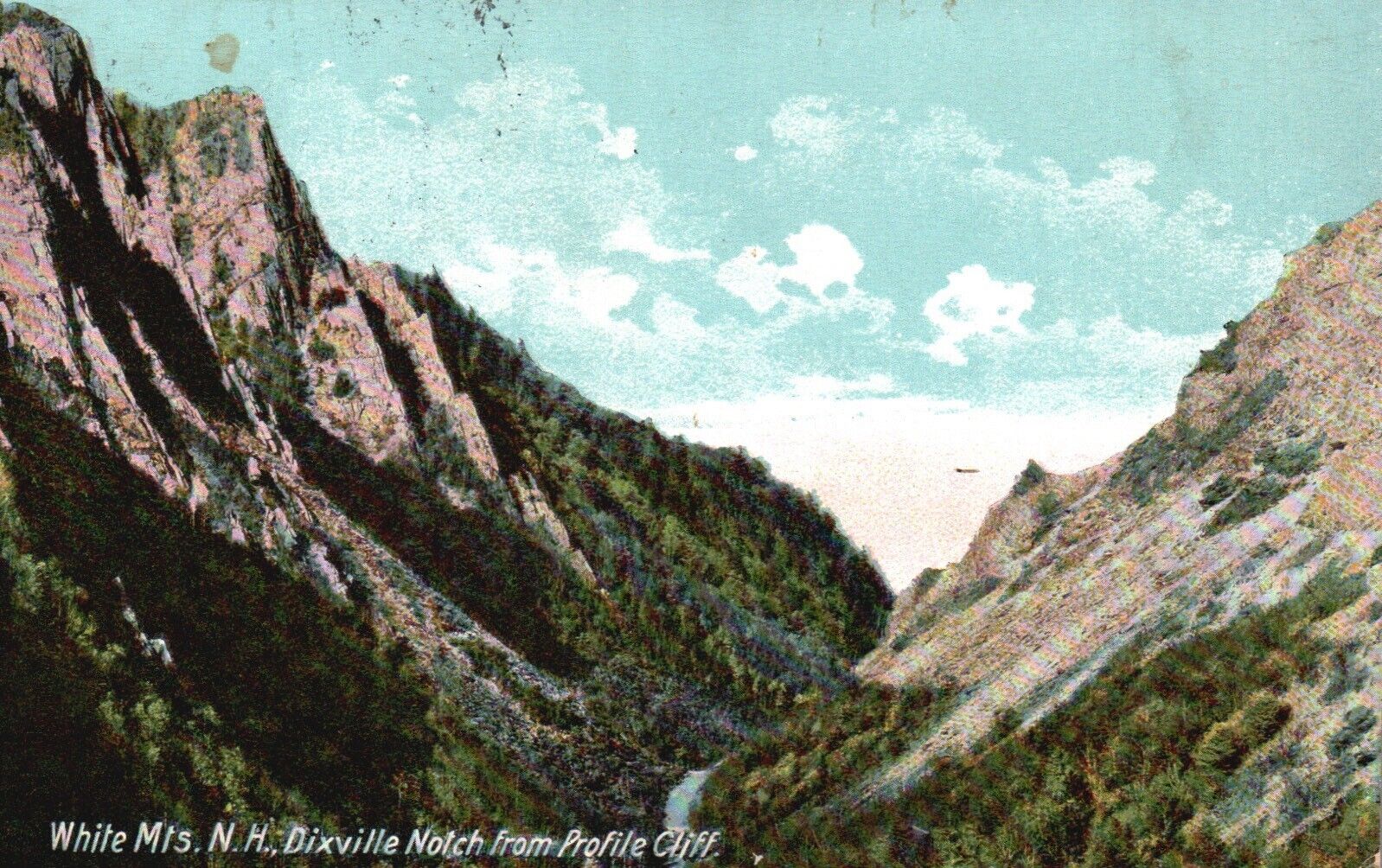 Postcard NH White Mts Dixville Notch from Profile Cliff 1918 Vintage PC f611