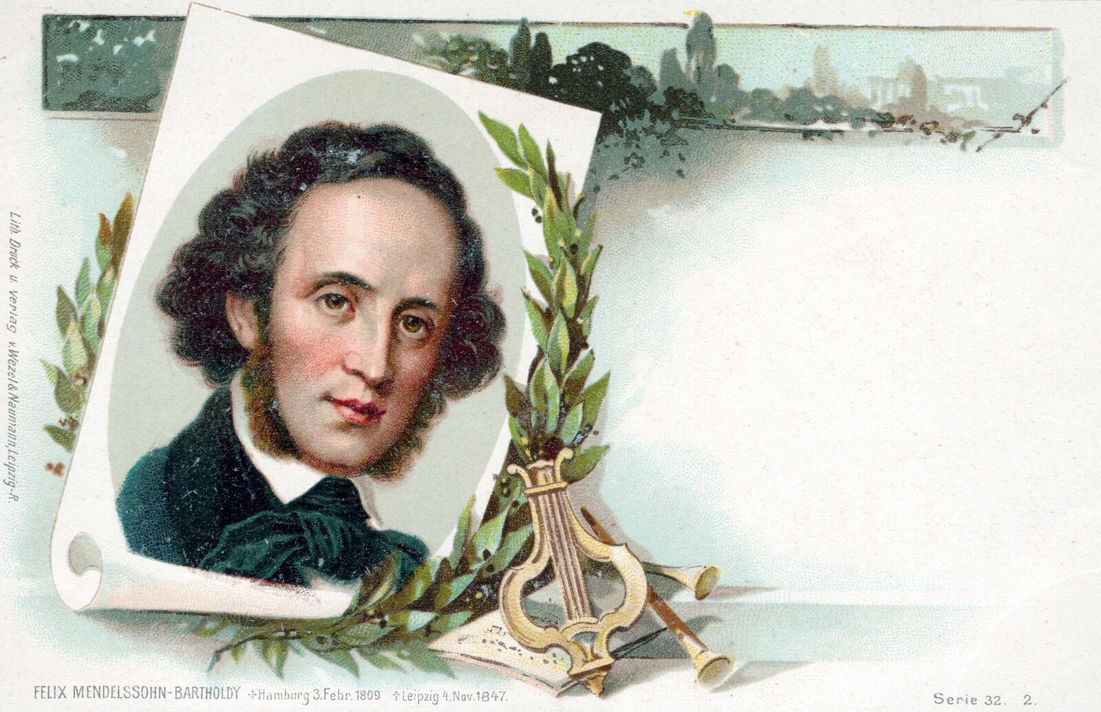 Felix Mendelssohn Postcard - udb (pre 1908)