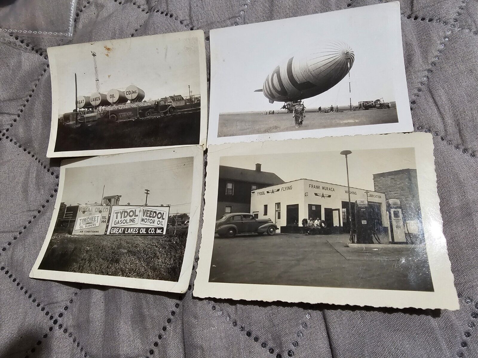 Vtg  1930s Tydol Gasoline Advertising Photos Lot Of 4 Trucks Stations Blimp