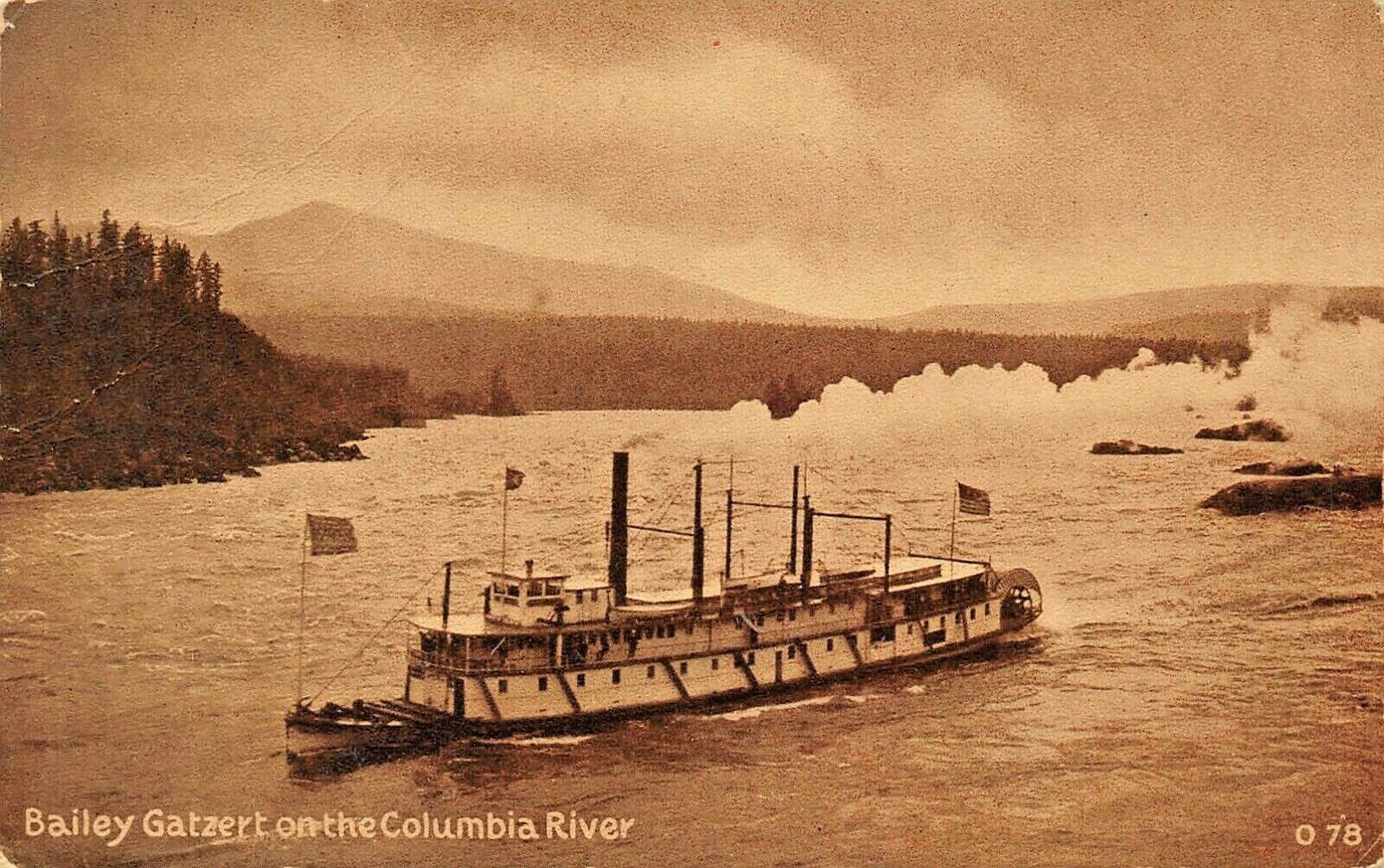 BAILEY GATZERT STEAMER SHIP ON THE COLUMBIA RIVER~POSTCARD 