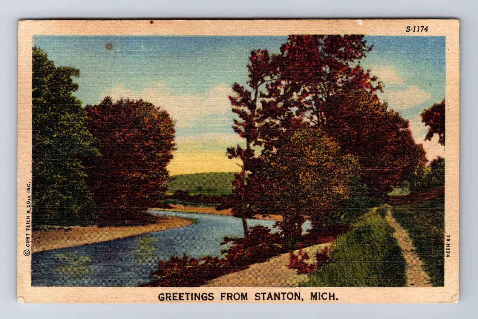 Stanton MI-Michigan, General Greeting, Generic River Side Vintage c1955 Postcard