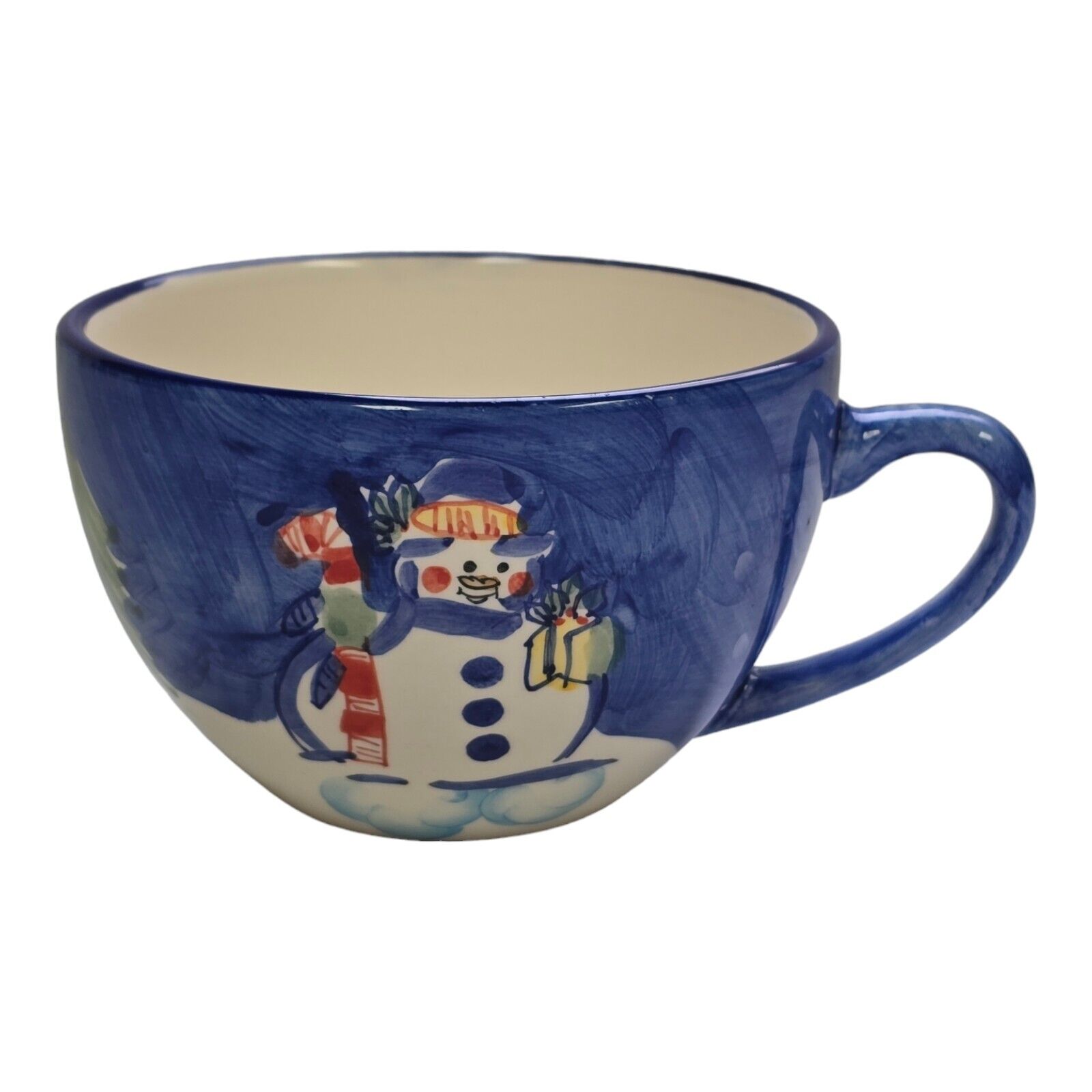 Snowman Soup Mug Christmas Holiday Night Winter Scene Coffee Hot Chocolate Cup