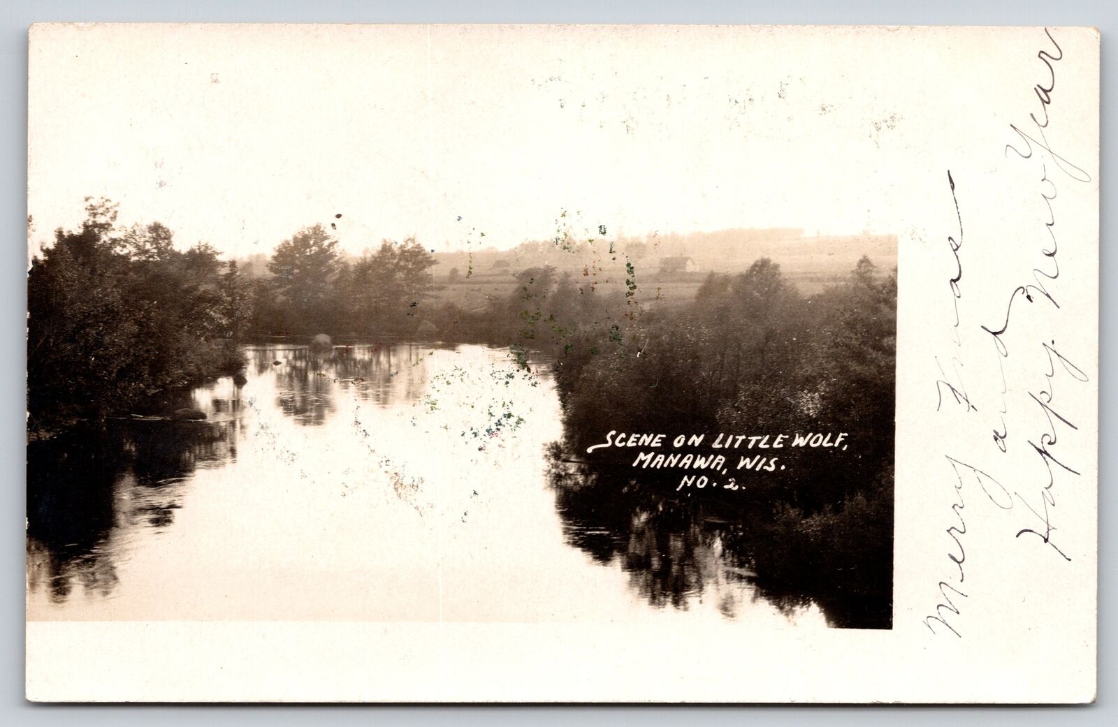 Manawa Wisconsin~Little Wolf River View~1907 RPPC
