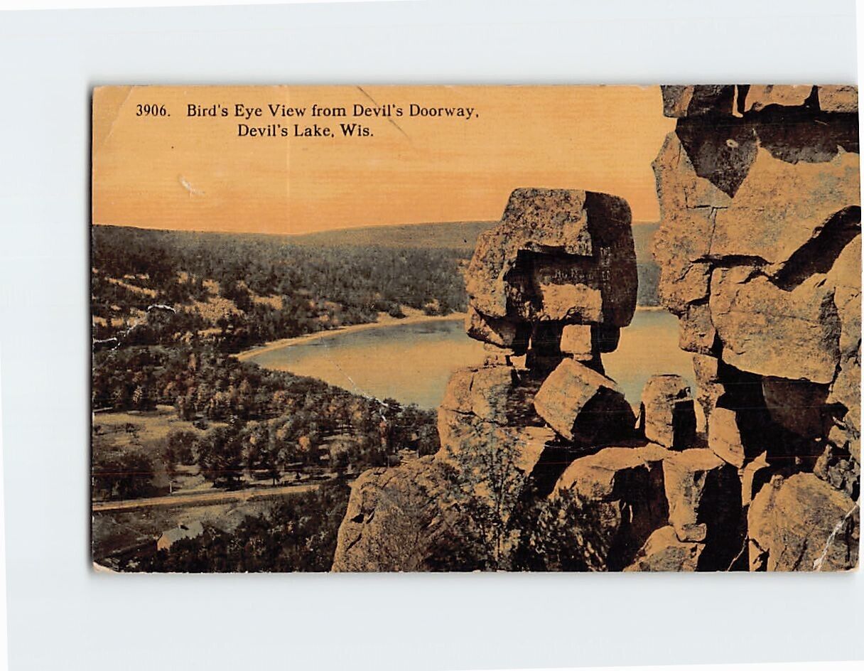 Postcard Bird\'s Eye View from Devil\'s Doorway Devil\'s Lake Wisconsin USA