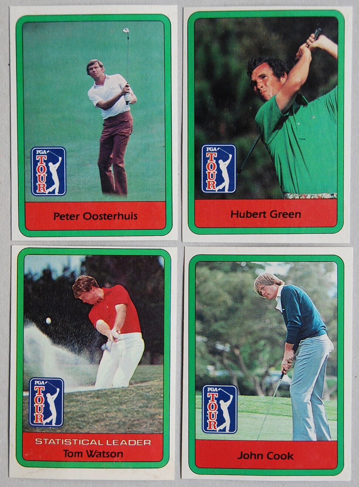 Cartes PGA Tour Golf (TOPPS ?), Peter Oosterhuis Hubert Green Cook Watson, 1982