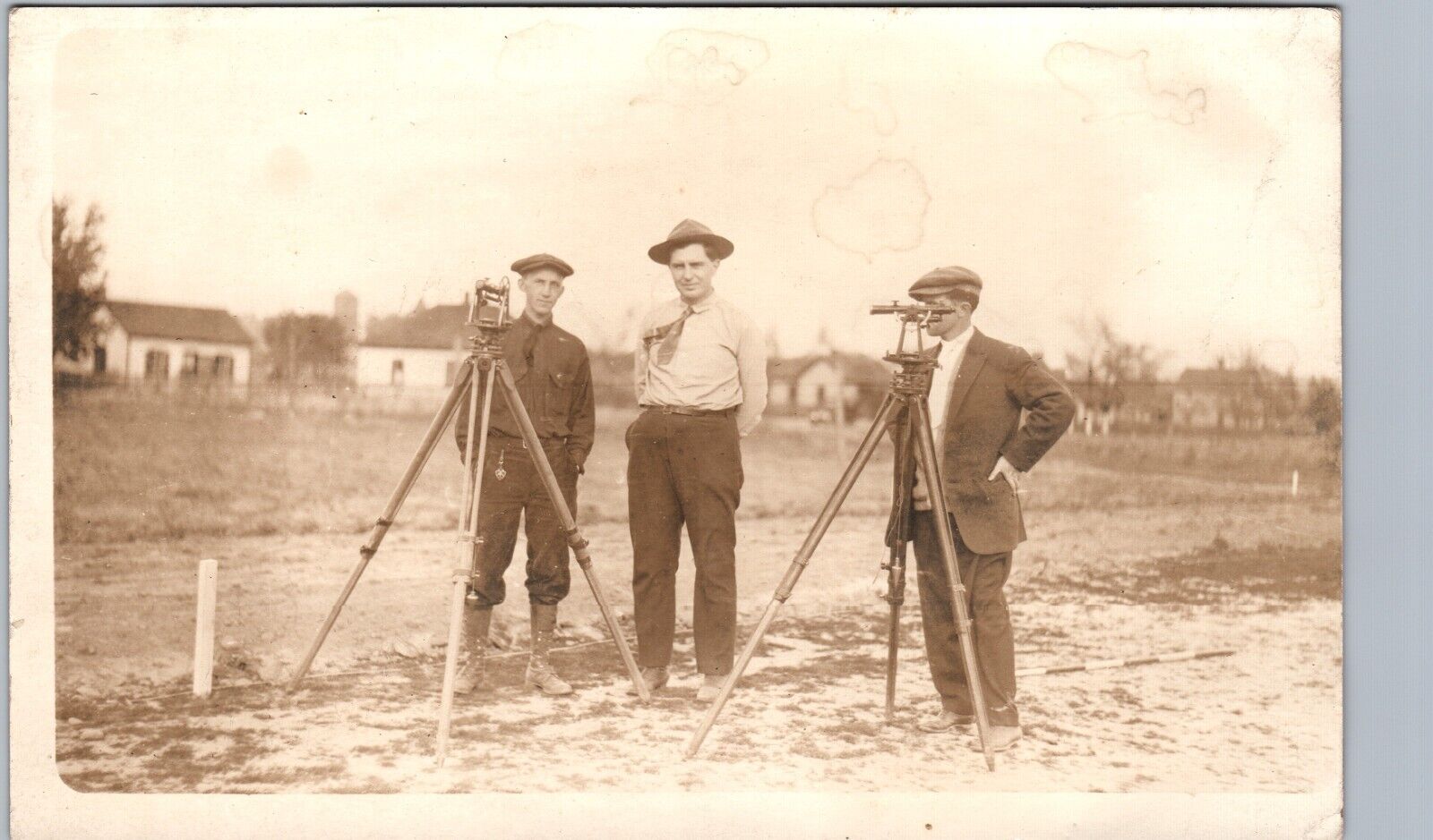 SURVERYING CREW 1910s real photo postcard rppc surveyor occupational