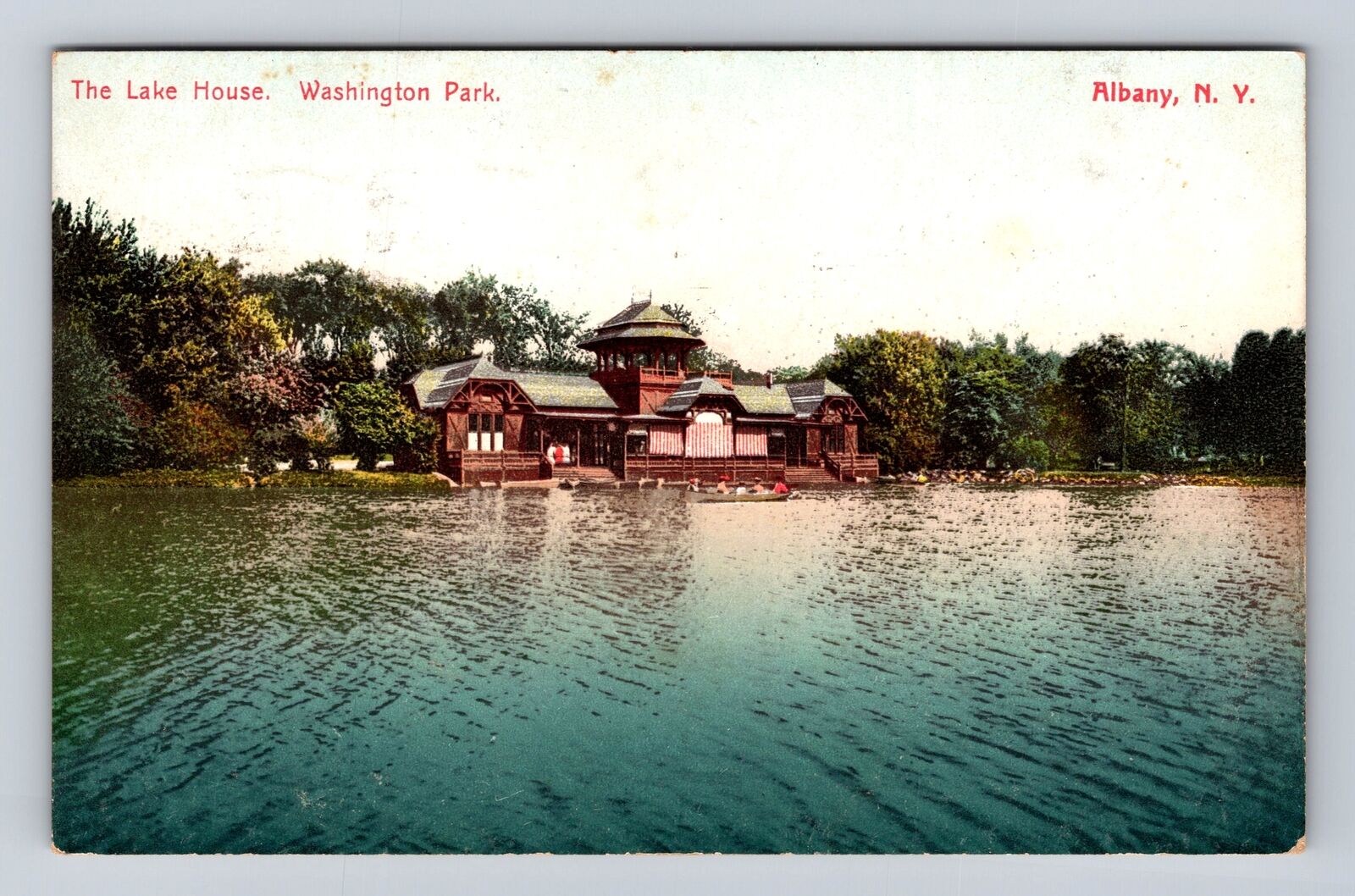 Albany NY-New York, Washington Park, The Lake House, Vintage c1907 Postcard