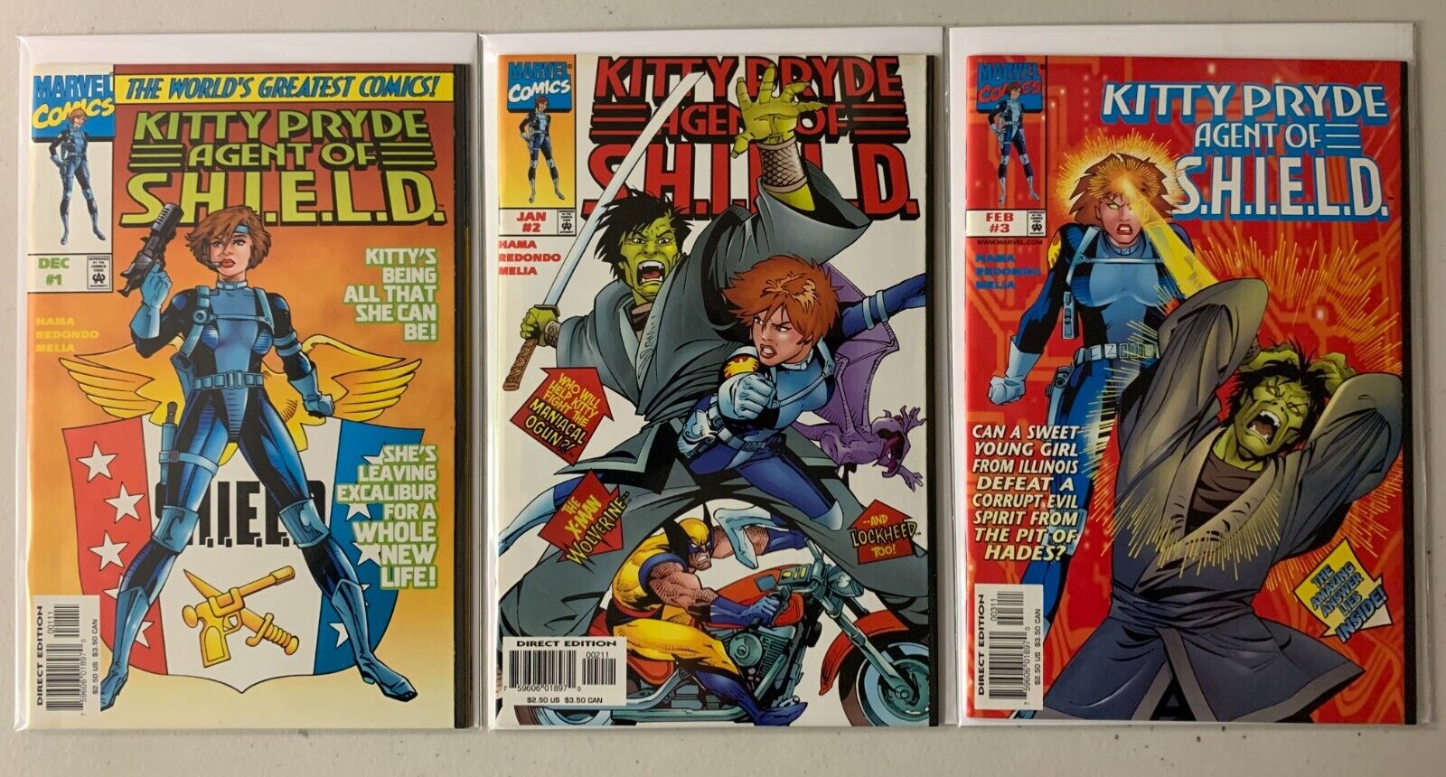 Kitty Pryde Agent of SHIELD set #1-3 3 diff 8.0 (1997-98)