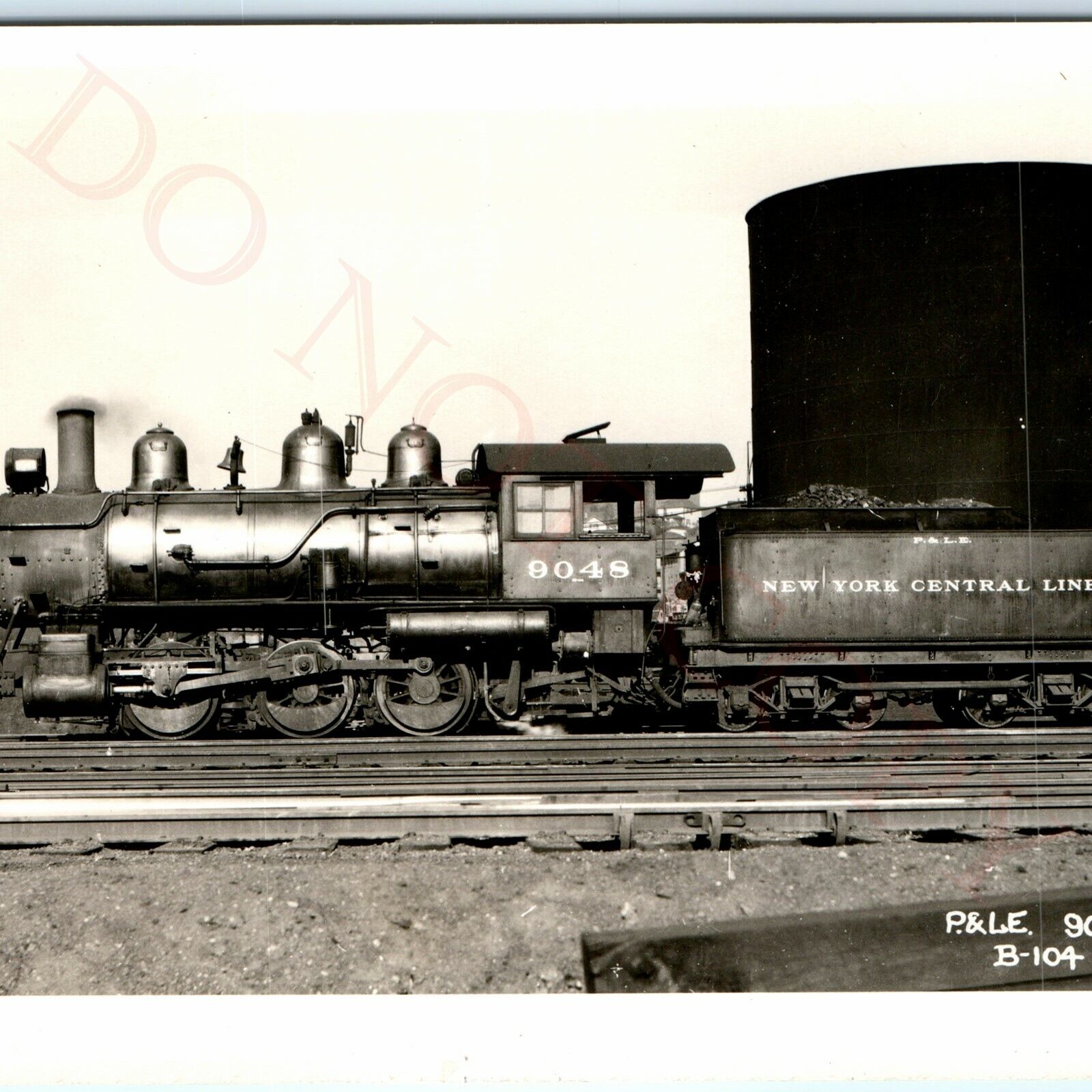 1928 P&LE 9048 Locomotive RPPC Real Photo Pennsylvania Lake Erie NYC Railway A49