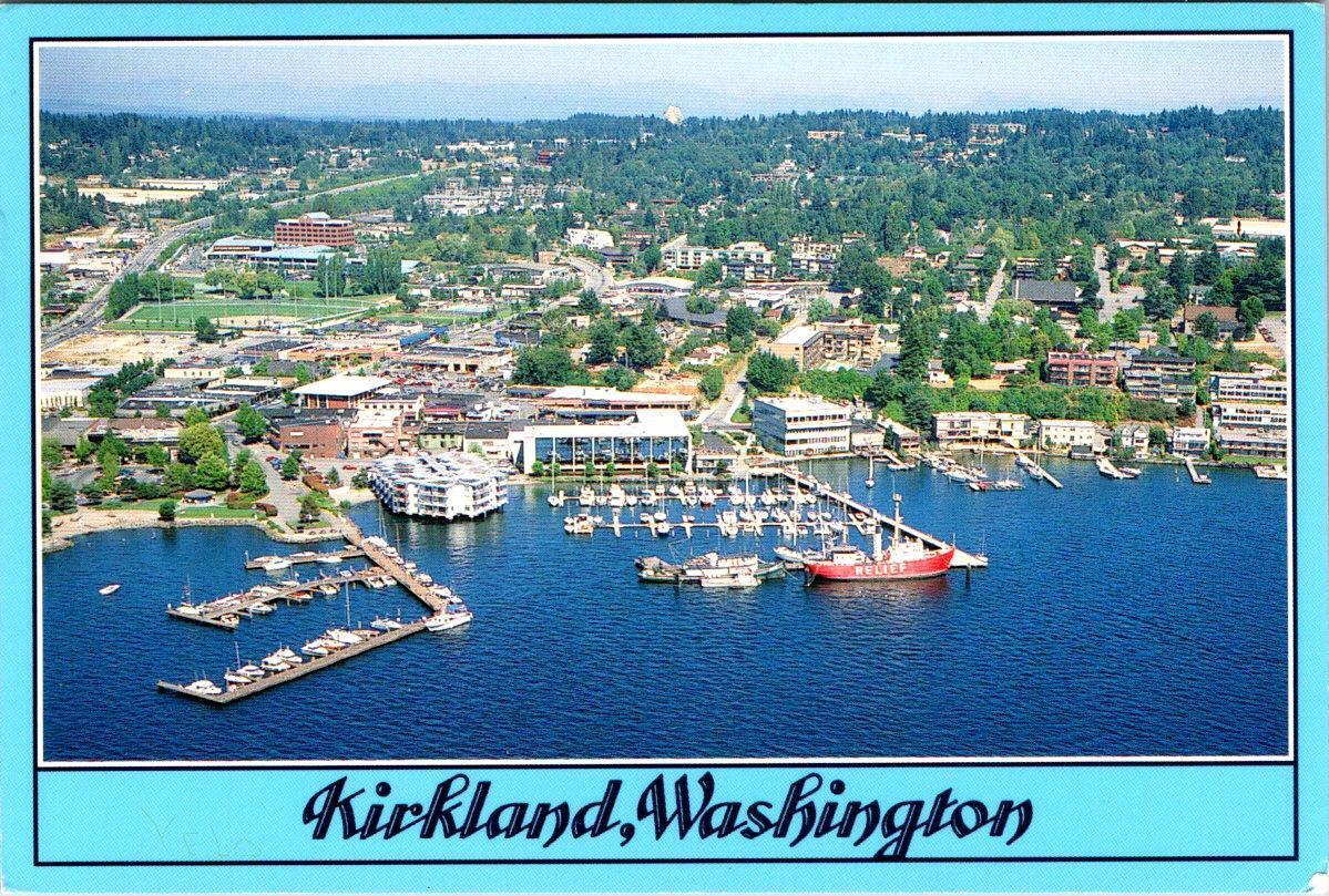 Kirkland, WA Washington  WATERFRONT/MARINA/BOAT DOCKS Relief Ship   4X6 Postcard