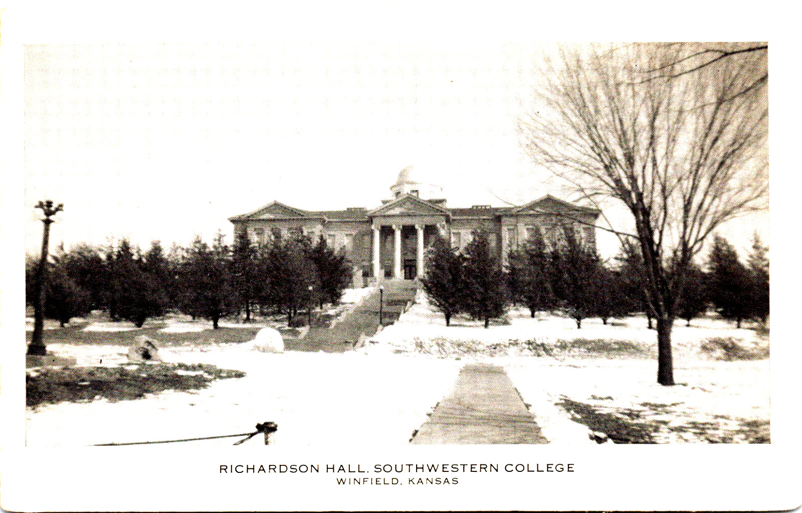 RPPC Real Photo Postcard Winfield, Kansas Richardson Hall Southwestern Hall