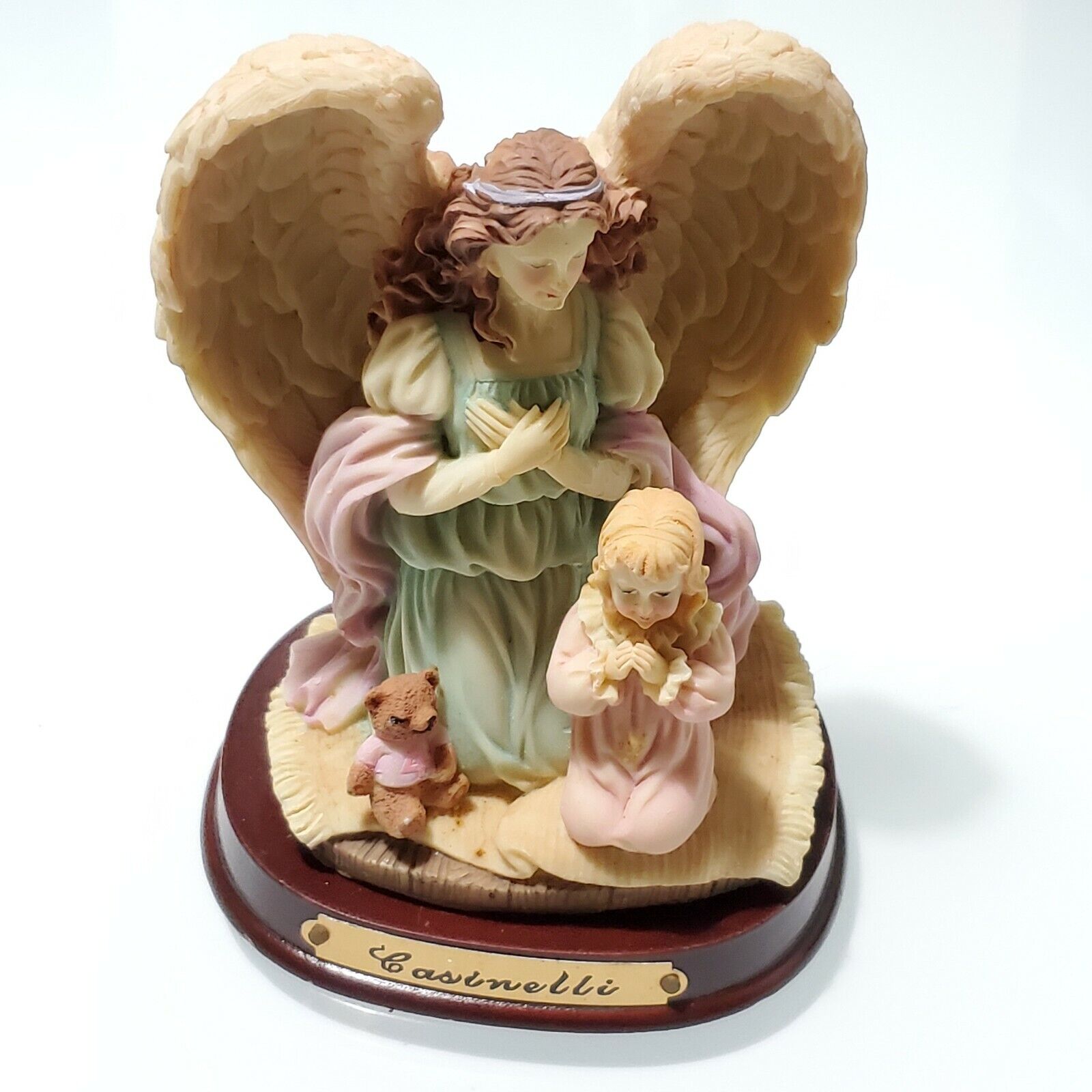 Casinelli Lareaux Angel & Child Prayer Polyresin Figurine New Vintage With Base