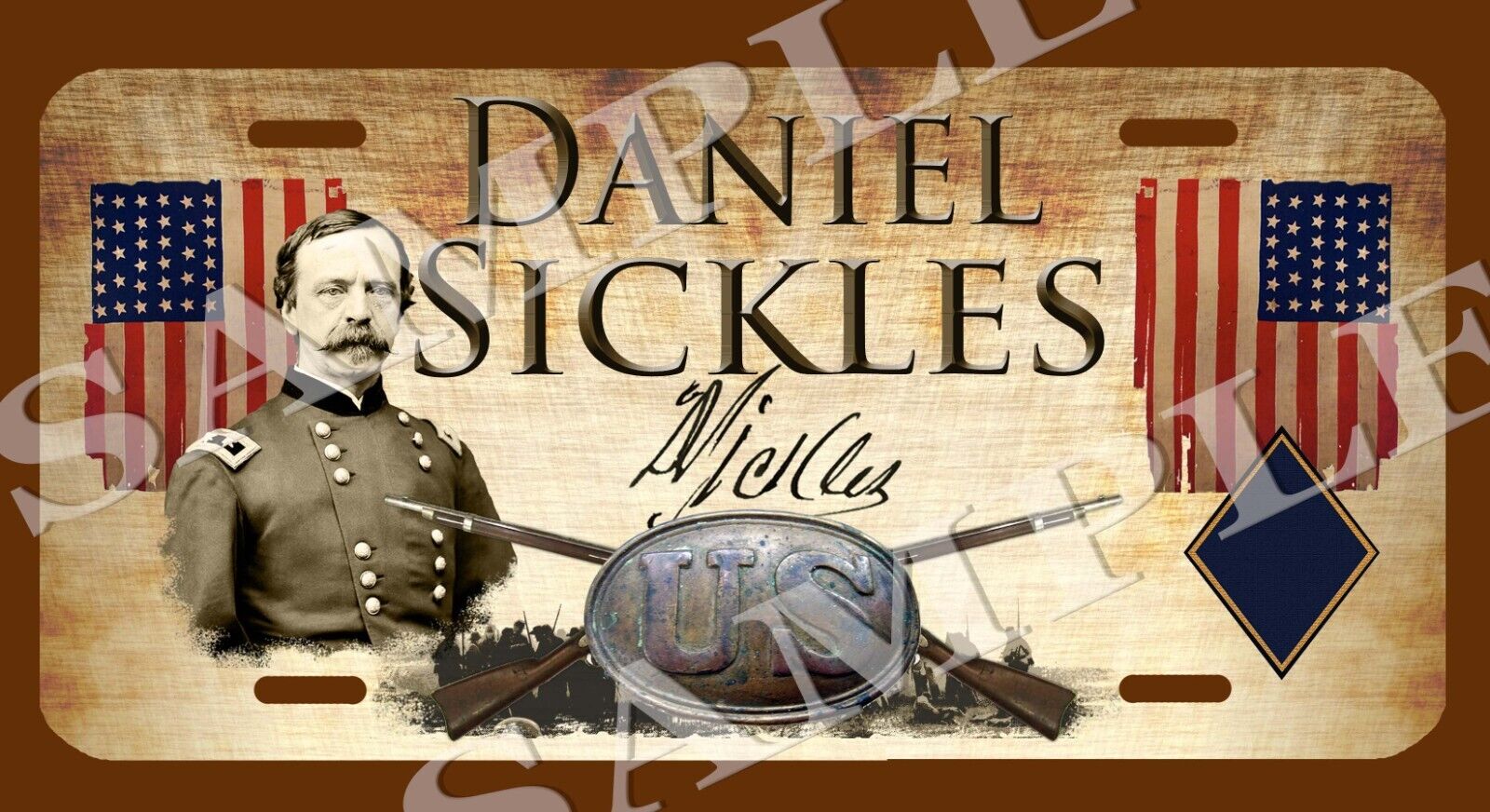 Dan Sickles Signature Series American Civil War Themed vehicle license plate