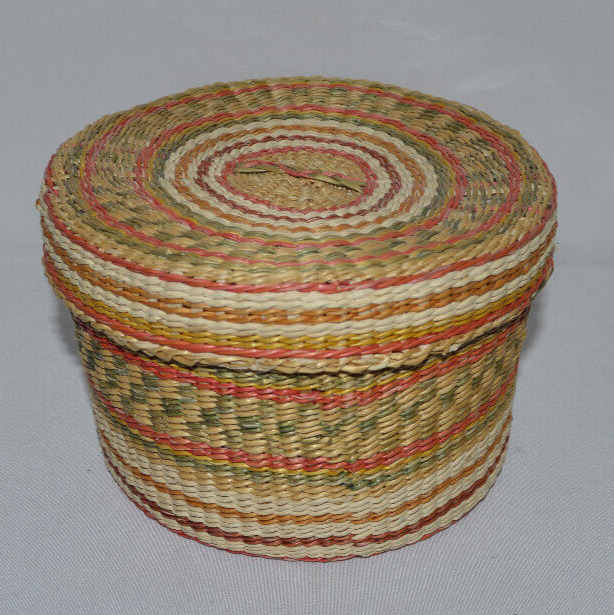 Vintage Hand Woven Basket with Lid