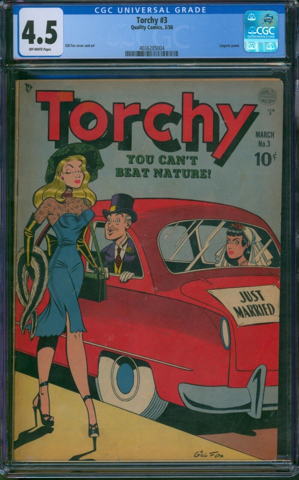 Torchy #3 (1950) ⭐ CGC 4.5 ⭐ Rare Gill Fox Golden Age GGA Quality Comic