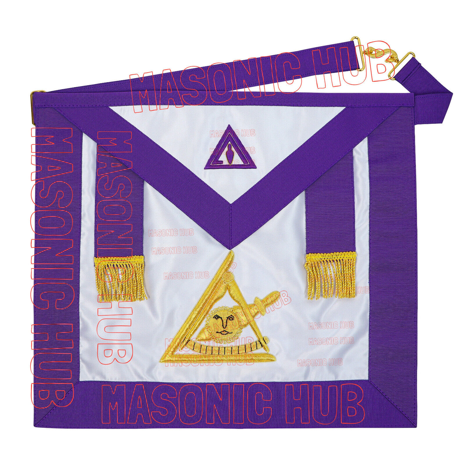 Past Thrice Illustrious Master Apron: Hand-Embroidered with PTIM Emblem - Satin