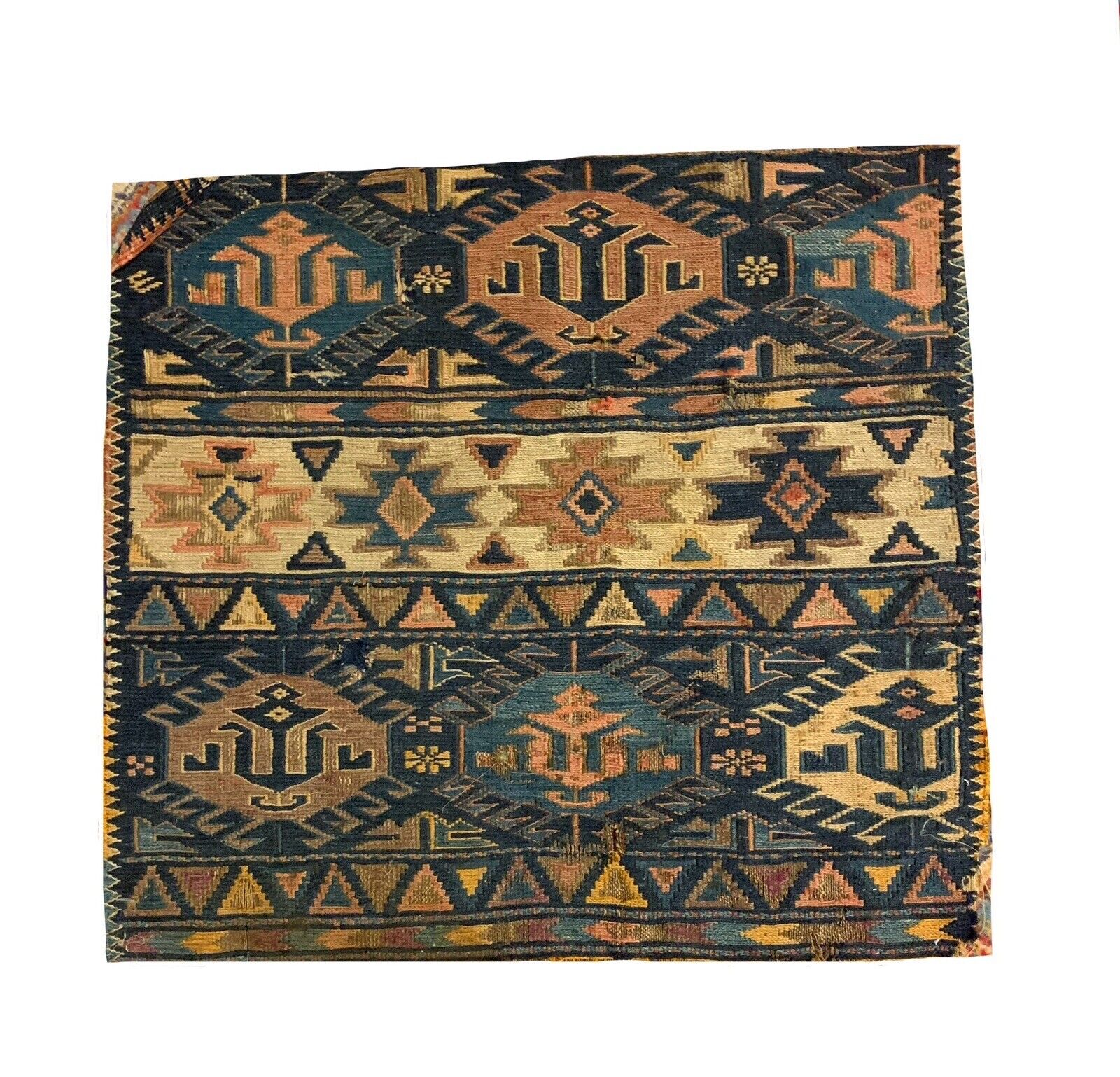 Beautiful 19th Cent Wool Turkish Woven Kilim Piece 1603