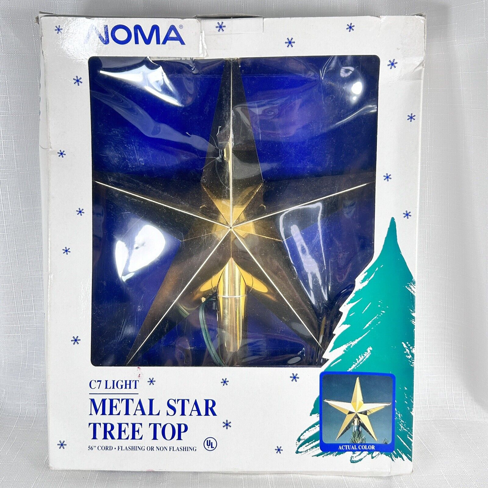 RARE Vtg NOMA GOLD METAL Star Double Sided Christmas Tree Topper ~ Flash or Non