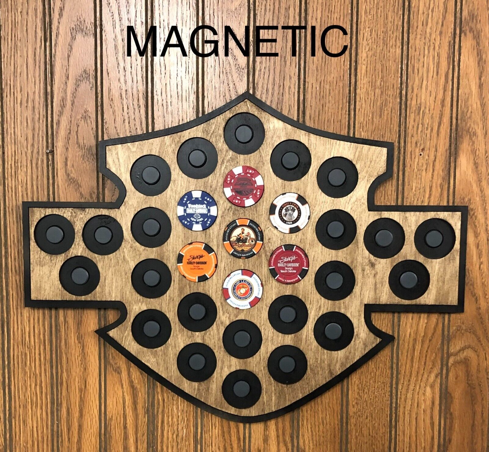 Magnetic Harley Poker Chip Display Holds 30 Chips