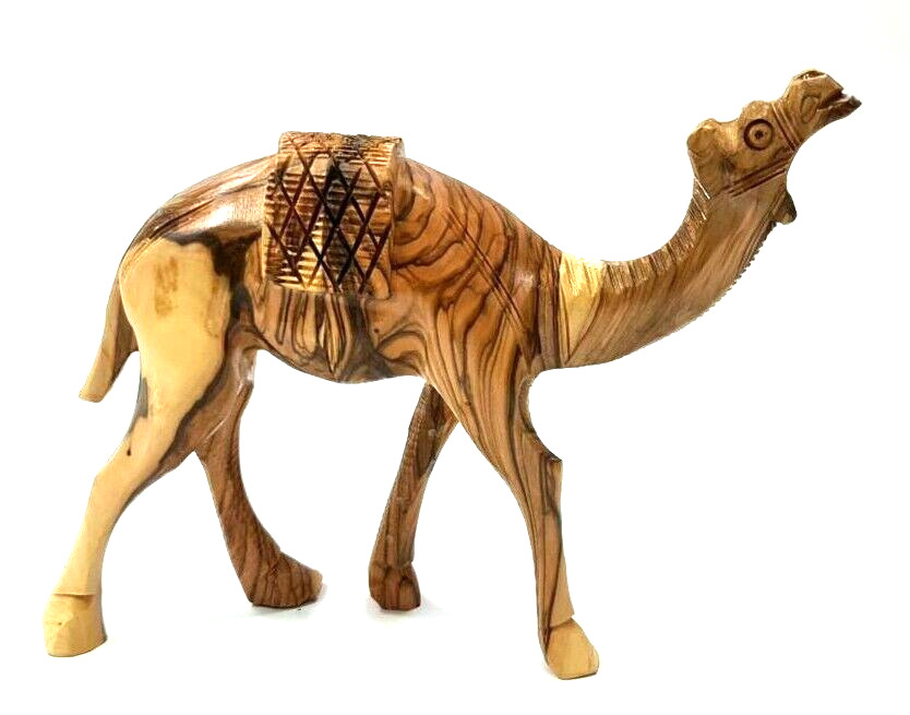 Nice olive wood desert camel sculpture hand made holy land Bethlehem gift 23 cm