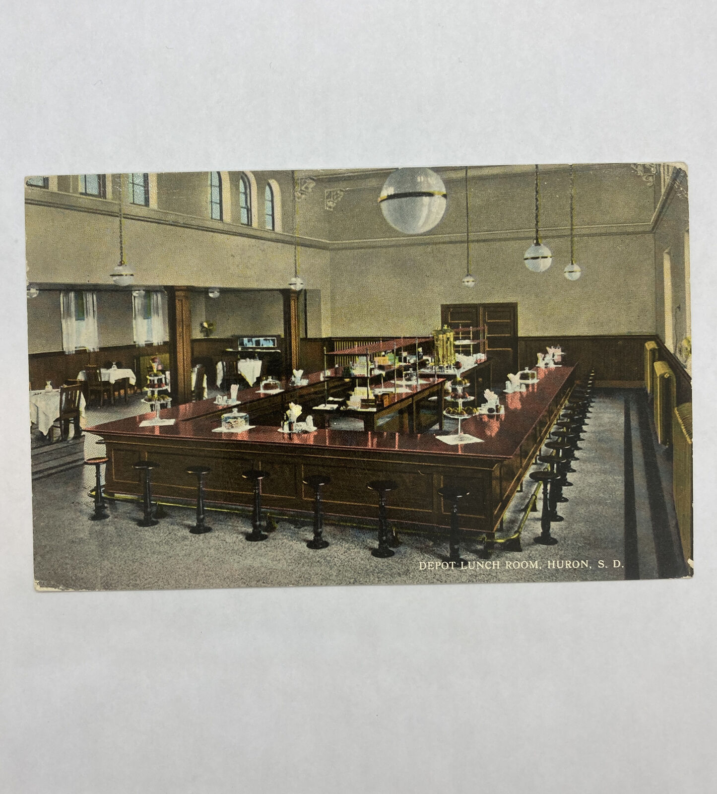 Depot Lunch Room , Huron South Dakota Postcard 1915 Rare Bloom Bros. Co