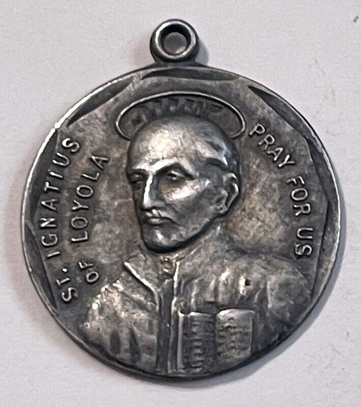 Saint Ignatius of Loyola STERLING Silver Medal Pendant Miraculous Virgin Mary