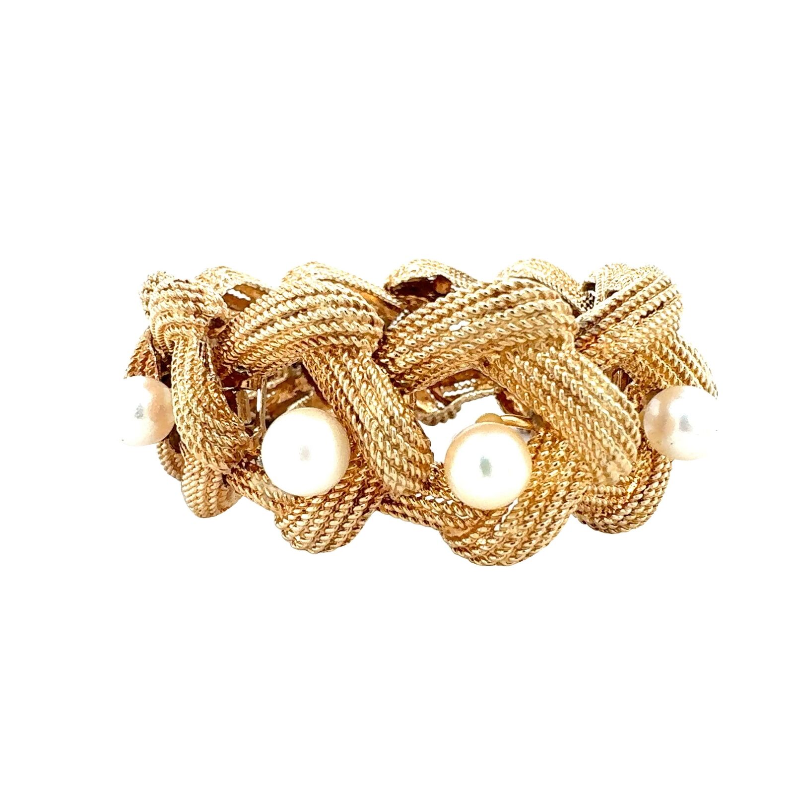 14K Yellow Gold Pearl Straight-Line Bracelet
