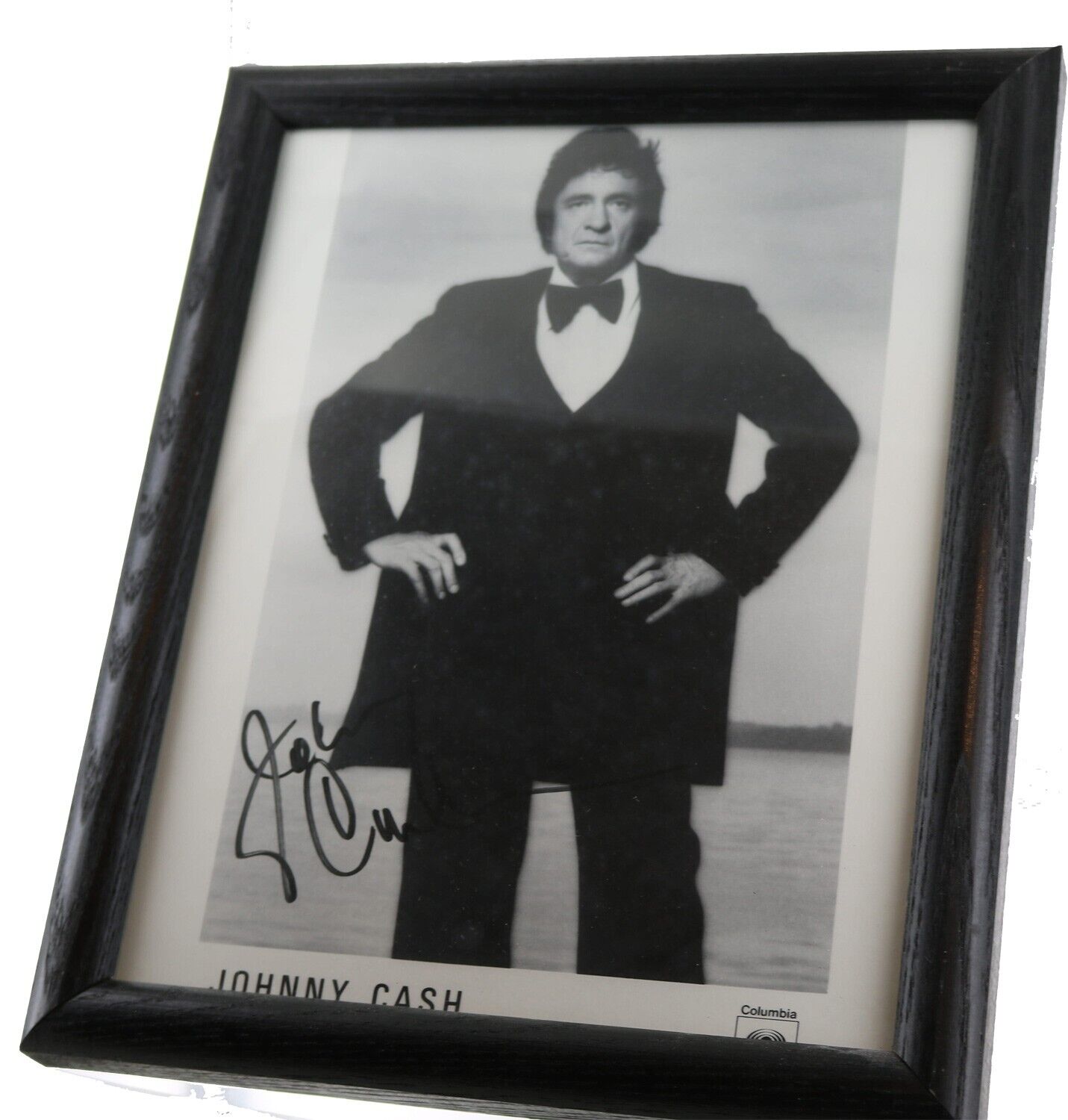 Framed Autographed Picture of Johnny Cash.