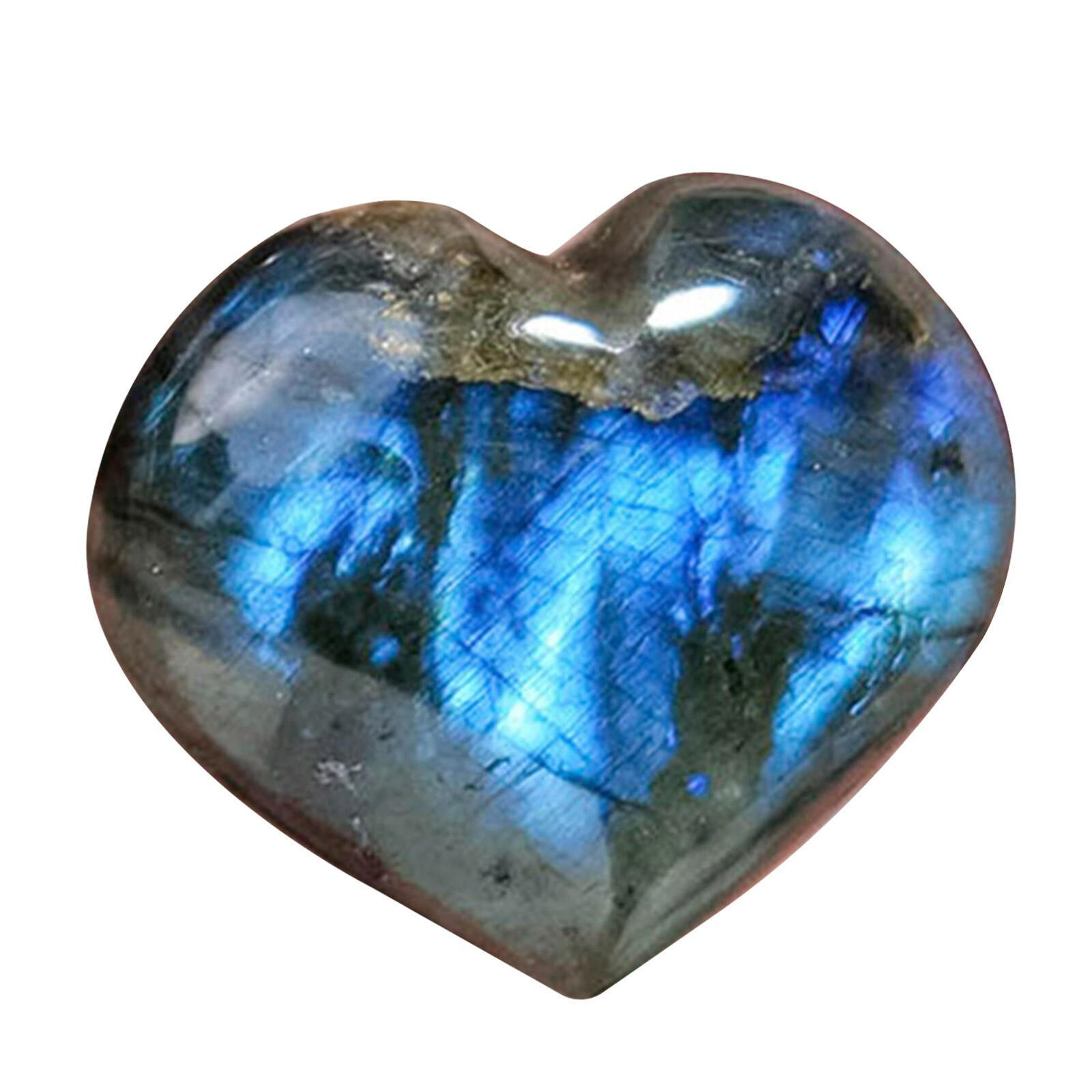 Natural Heart Shape Crystal Labradorite Healing Quartz Stone for Good Luck Gift