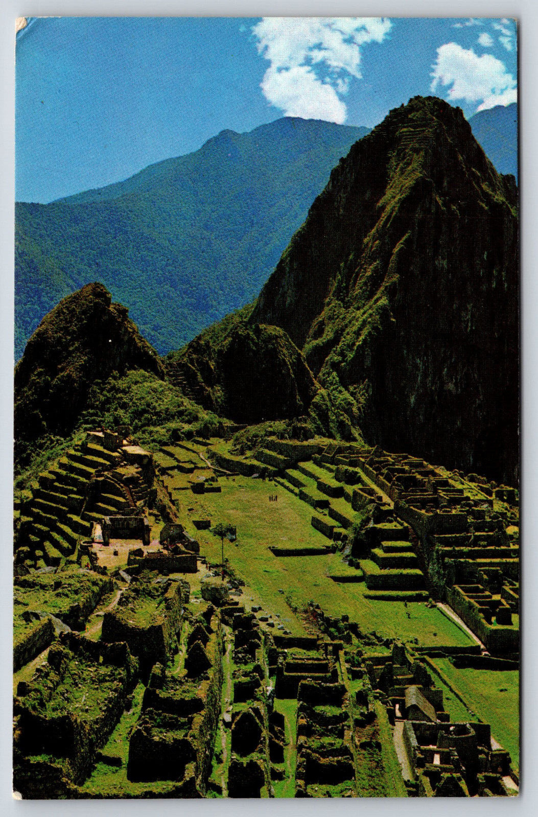 Original Old Vintage Postcard Citadel Aerial View Mountains Sky Machupicchu Peru