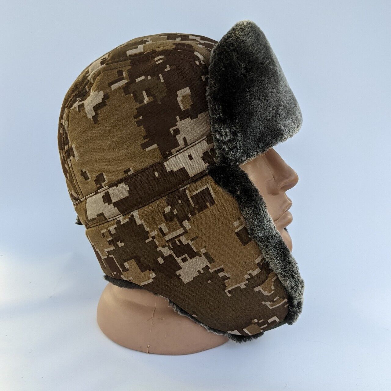 Men\'s hat with earflaps made of faux fur camouflage Ukraine 2023  Winter new UA