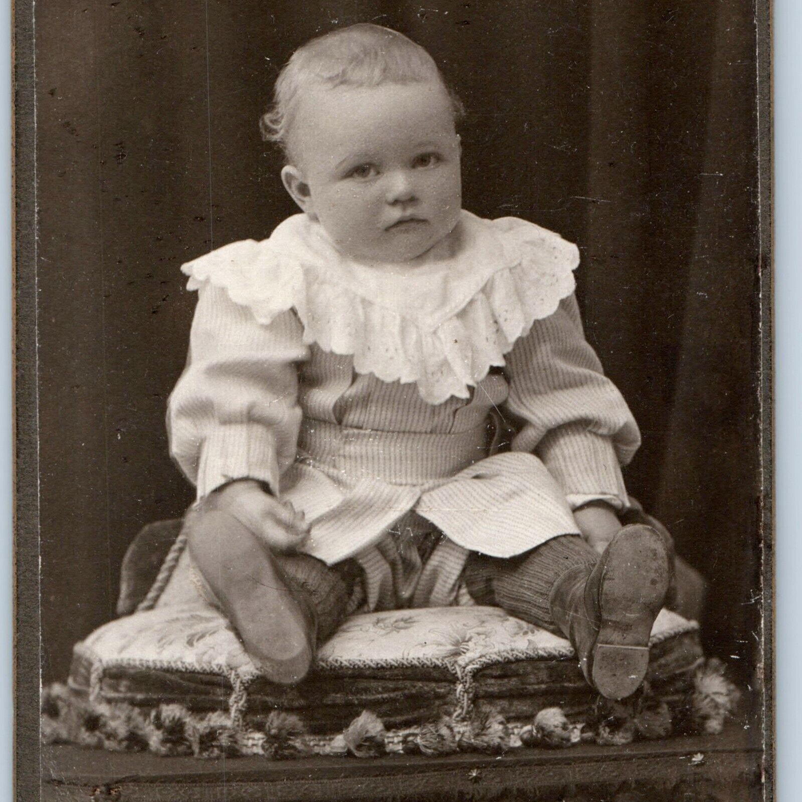 c1900s Haparanda, Sweden Handsome Mature Baby Boy Nordic Cute CdV Photo Card H28