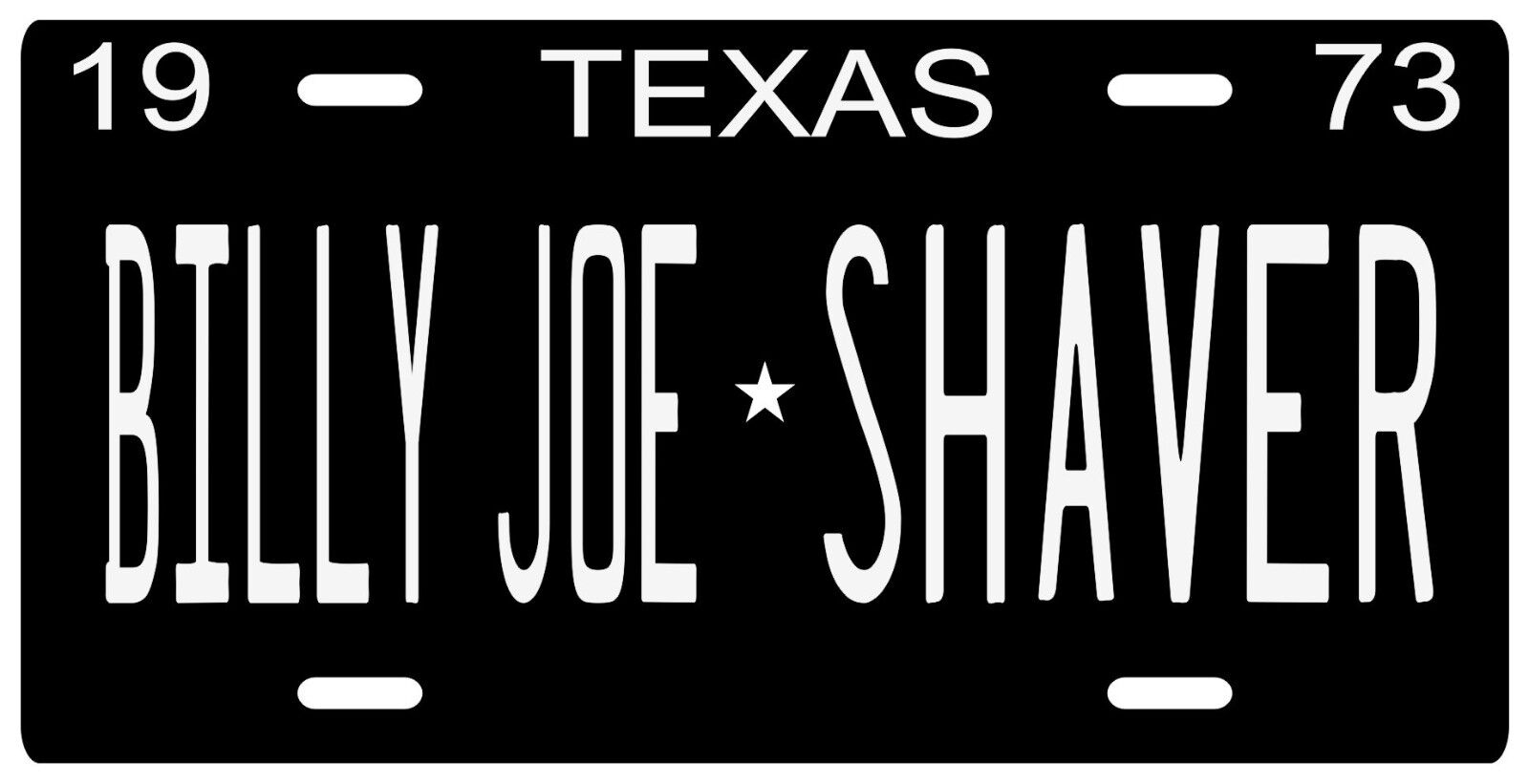 Billy Joe Shaver 1973 Texas Souvenir License Plate