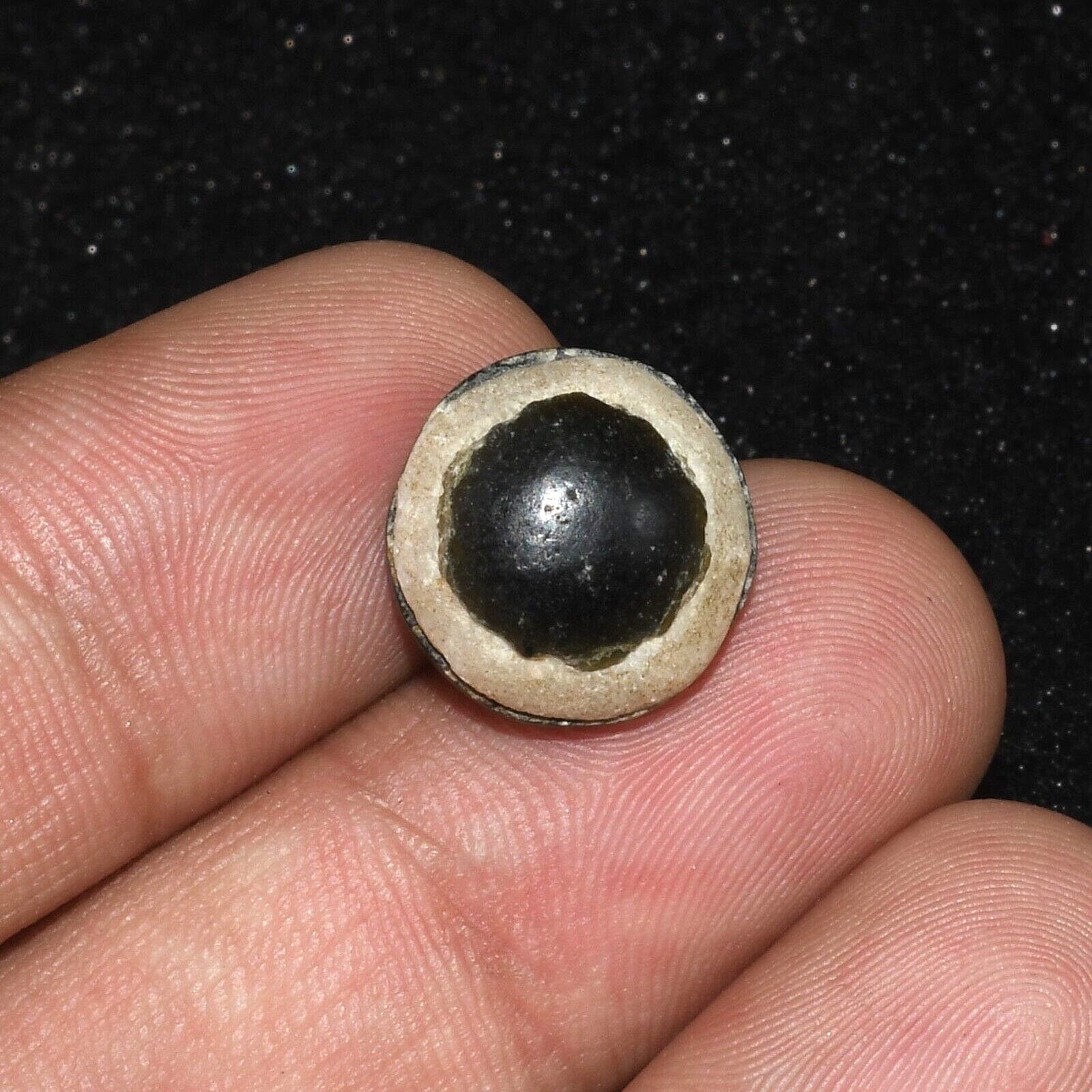 Genuine Ancient Indo Tibetan Etched Agate Stone Luk Mik Goat Eye Bead