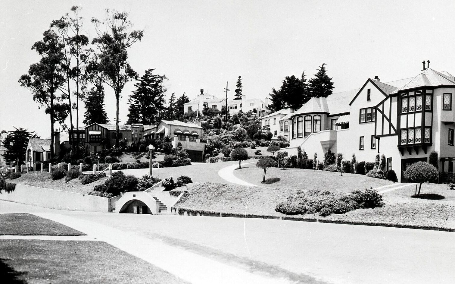1920s SAN FRANCISCO UNKNOWN LOCATION with BEAUTIFUL HOMES on HILLSIDE~NEGATIVE