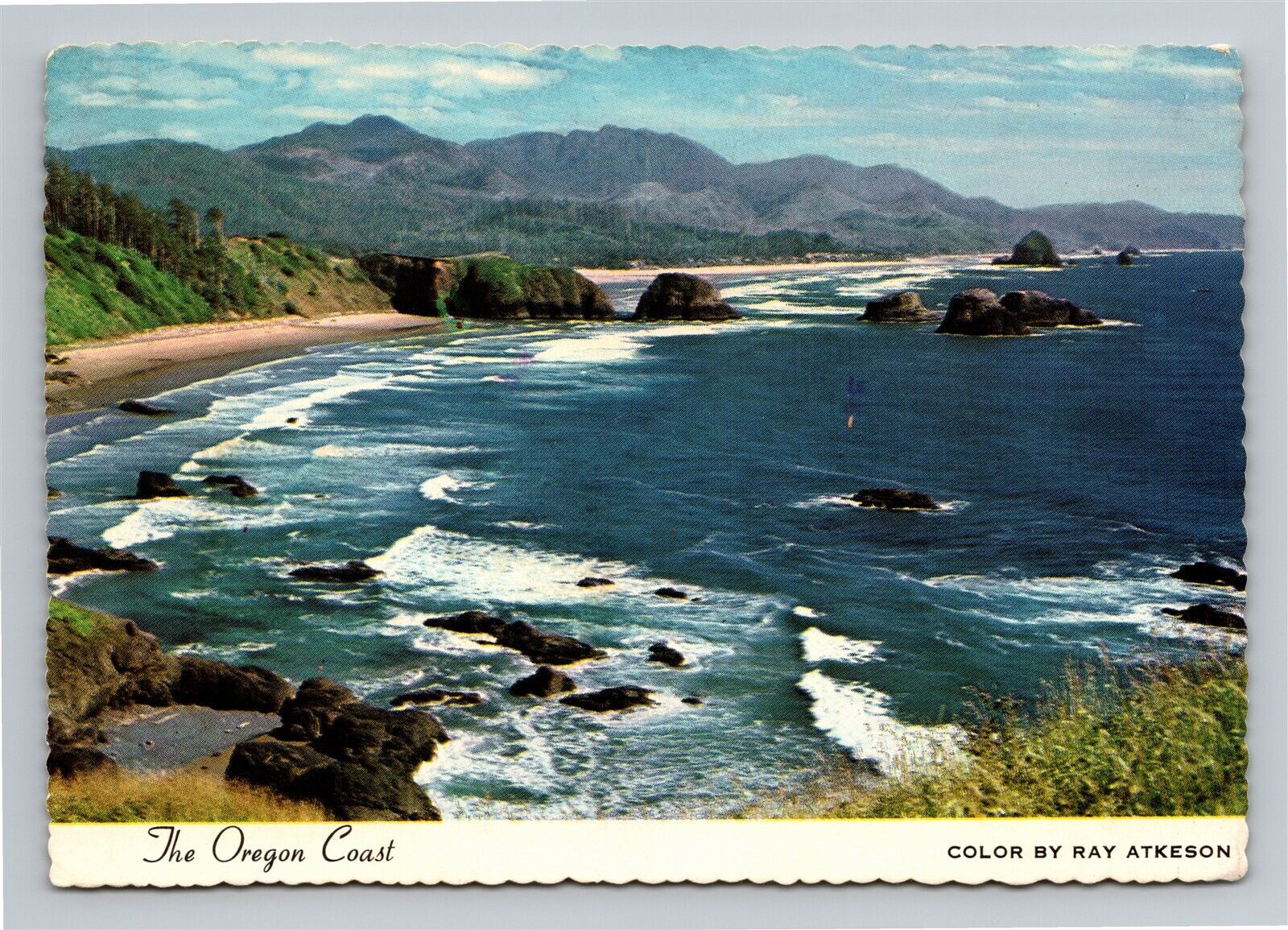 OR The Oregon Coast Scenic View Vtg Postcard 4x6 1970s Continental Deckle Edge