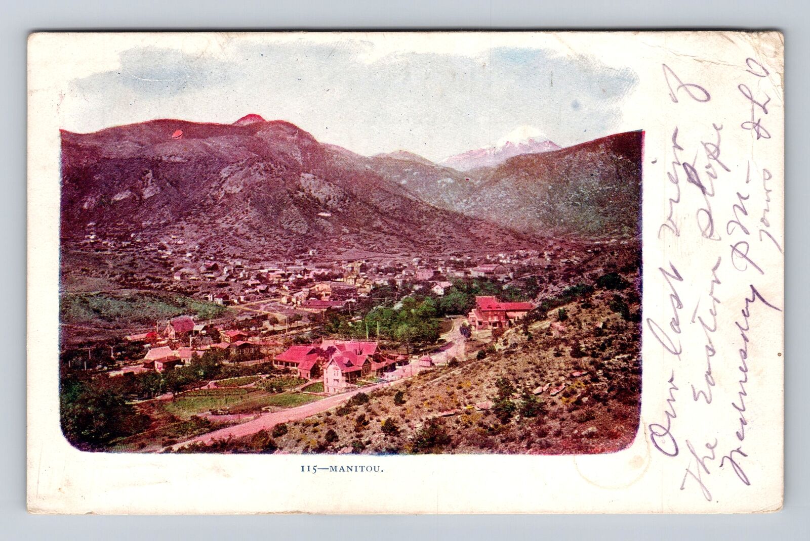 Manitou CO-Colorado, Panorama Views Manitou Springs, Antique Vintage Postcard