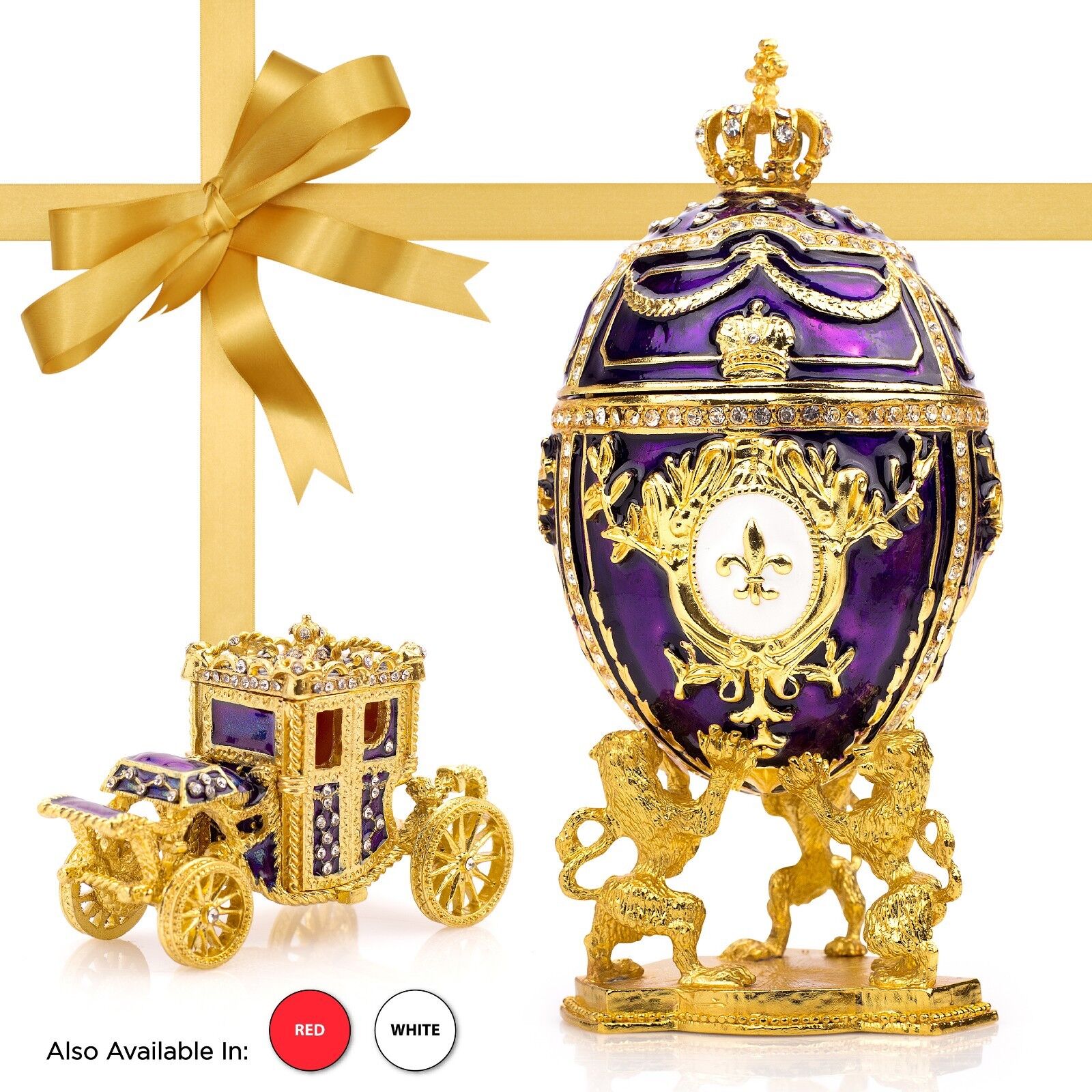 Russian Imperial Purple Faberge Egg Replica: Extra Large 6.6\